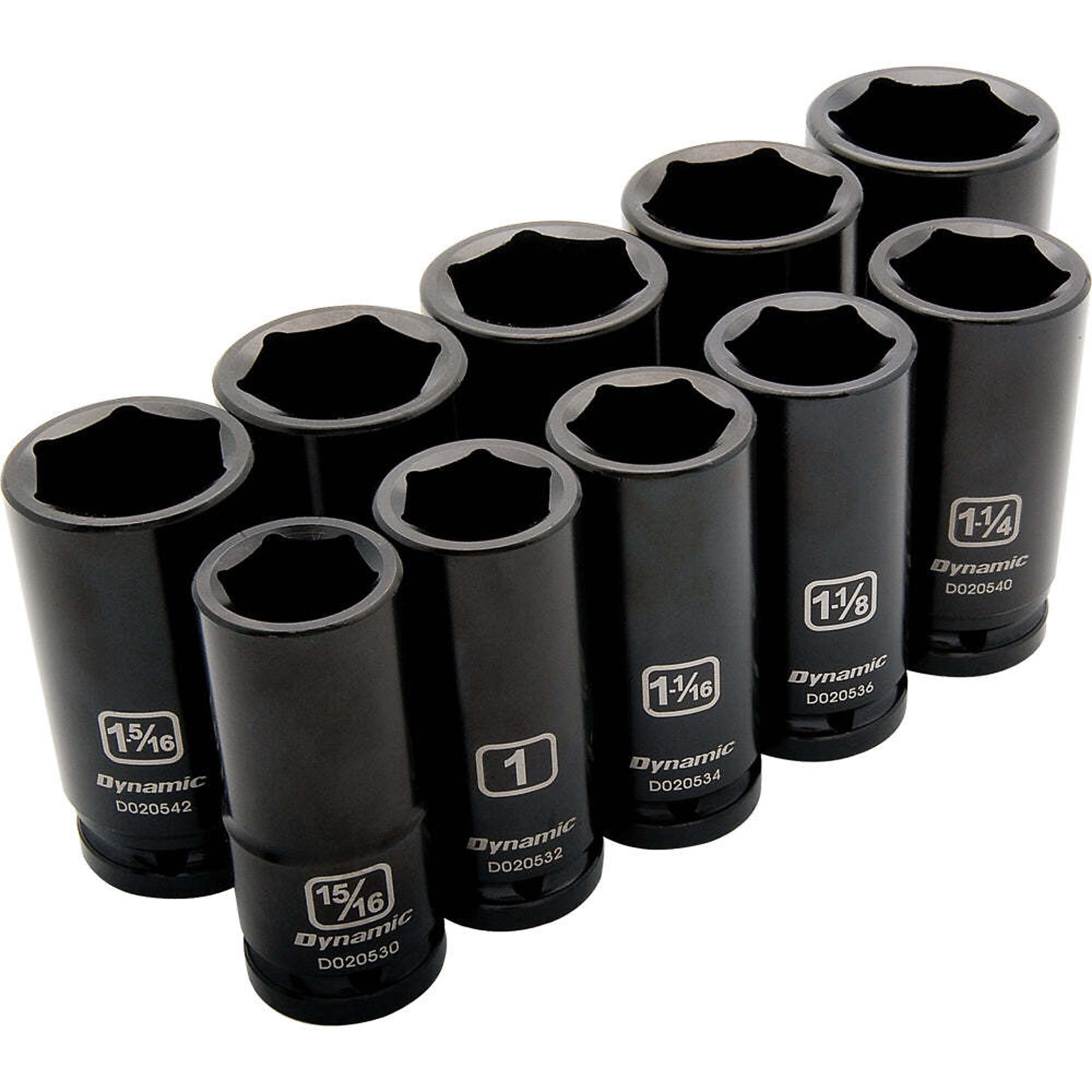 Dynamic Tools 3/4" Drive 10 Piece 6 Point, Deep Length, Impact SAE Socket Set, 15/16" - 1-5/8"